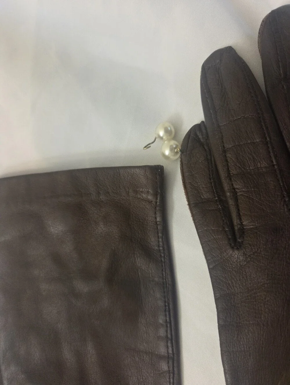 Vintage Womens Brown Leather Gloves 6.5